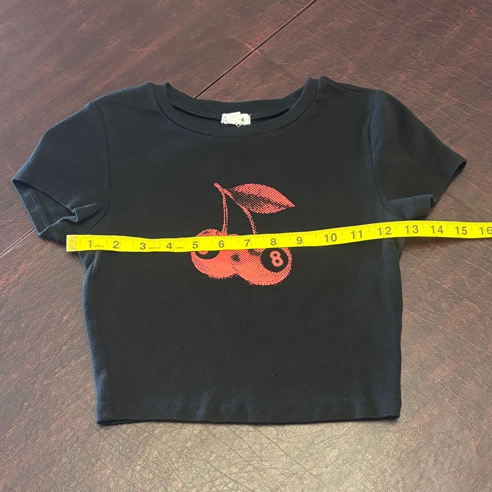 Garage Black Crop Tee with Red Cherry Graphic - Picture 10 of 11
